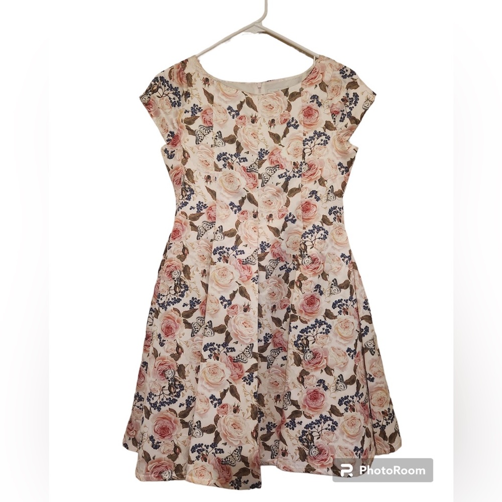 Chasing Fireflies Girl's Dress Floral Zipper Sleeveless Size 14